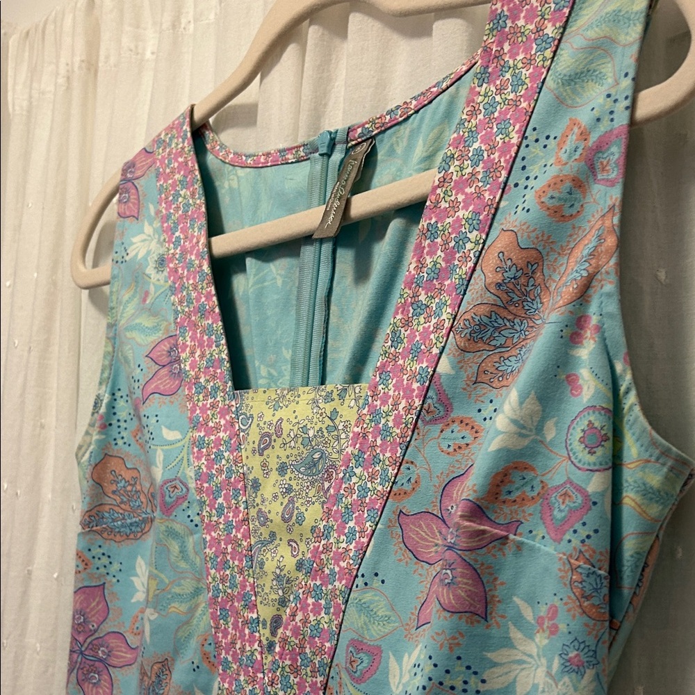 Hanna Andersson Dress Women’s 8 Blue/Pink Floral Midi Cottagecore Paisley - Picture 6 of 16